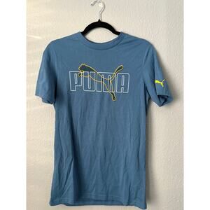 PUMA Graphic Logo T-Shirt – Blue – Size Small – NWT 👕✨
